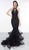 Colors Dress - 2090 Embellished Halter Tiered Mermaid Dress In Black