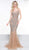Colors Dress - 2091 Metallic Lattice Beaded Illusion Corset Gown In Nude