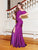 Clarisse - 3846 Fitted Jersey Evening Gown with Slit In Purple