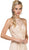 Dancing Queen - 2092 Embroidered Halter A-Line Evening Gown in Nude