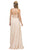 Dancing Queen - 2092 Embroidered Halter A-Line Evening Gown in Nude