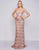 Cassandra Stone - 2092A Sleeveless Lavishly Embellished Fringe Gown In Gold and Pink