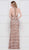 Colors Dress - 2093 Sequined Deep V-neck Sheath Dress In Pink and Gold