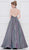 Colors Dress - 2094 Metallic Glitter Knit Halter Ballgown In Purple and Multi-Color