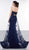 Colors Dress - 2095 Lace Halter Trumpet Dress With Train In Blue