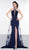 Colors Dress - 2095 Lace Halter Trumpet Dress With Train In Blue