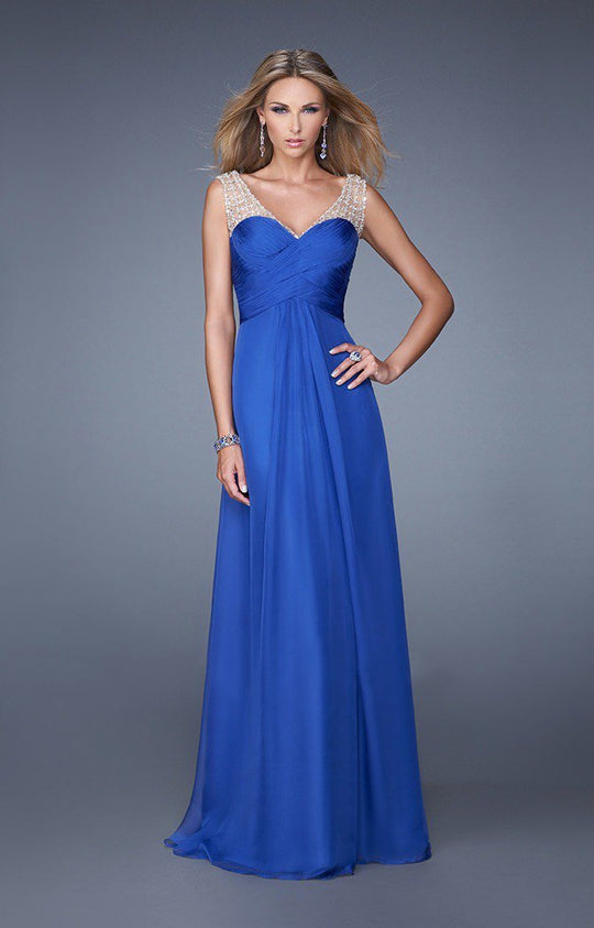 La Femme - Sleeveless Sweetheart Dress in Blue