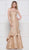 Colors Dress - 2096 Metallic Lace One Shoulder Trumpet Dress In Gold