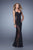 La Femme - 20989 Cap Sleeve Polka Dot Lace Evening Gown In Black
