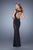 La Femme - 20989 Cap Sleeve Polka Dot Lace Evening Gown In Black