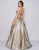 Mac Duggal Prom - 2099M Embossed Metallic Brocade Strapless Ballgown In Gold