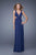 La Femme - 21006 Gorgeous V-Neckline Strappy Cutout Back Evening Gown In Blue