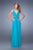 La Femme - 21006 Gorgeous V-Neckline Strappy Cutout Back Evening Gown In Blue and Green