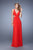 La Femme - 21006 Gorgeous V-Neckline Strappy Cutout Back Evening Gown In Red
