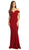Eureka Fashion - Off-Shoulder Notched Foldover Sheath Evening Gown