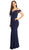 Off-Shoulder Notched Foldover Sheath Evening Gown
