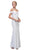 Off-Shoulder Notched Foldover Sheath Evening Gown