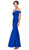 Eureka Fashion - Off-Shoulder Notched Foldover Sheath Evening Gown