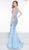 Colors Dress - 2101 One Shoulder Keyhole Cutout High Slit Satin Gown In Blue