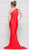 Colors Dress - 2101 One Shoulder Keyhole Cutout High Slit Satin Gown In Red