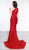 Colors Dress - 2101 One Shoulder Keyhole Cutout High Slit Satin Gown In Red