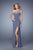 La Femme - 21026 Embellished Asymmetric Sheath Dress In Gray