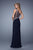 La Femme - 21026 Embellished Asymmetric Sheath Dress In Blue