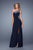 La Femme - 21026 Embellished Asymmetric Sheath Dress In Blue