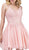 Dancing Queen - 2103 Embroidered V-neck A-line Homecoming Dress in Pink