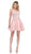 Dancing Queen - 2103 Embroidered V-neck A-line Homecoming Dress in Pink