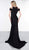 Colors Dress - 2103 V Neck Cold Shoulder Knotted Satin Mermaid Gown In Black