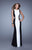 La Femme - 21049 Sleeveless Two-Tone Jersey Gown In Black and White