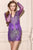 Angela and Alison - 21059 Long Sleeve Ornate Plunging V-Neck Dress in Purple