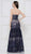 Colors Dress - 2105 Two Tone Lace Sweetheart Trumpet Dress In Blue and Neutral