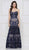 Colors Dress - 2105 Two Tone Lace Sweetheart Trumpet Dress In Blue and Neutral