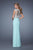 La Femme - 21065 Cap Sleeve Illusion Lace Gown in Blue and Green