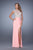 La Femme - 21065 Cap Sleeve Illusion Lace Gown in Pink