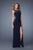 La Femme - 21069 Embellished Illusion Scoop Jersey Dress In Blue
