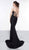 Colors Dress - 2106 Plunging Neck Sleeveless Satin Lycra Mermaid Gown In Black