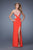 La Femme - 21073 Gilded Scrollwork Sheath Gown in Red and Orange