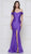 Colors Dress - 2107 Off Shoulder Front Slit Satin Mermaid Gown In Purple
