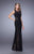La Femme - 21097 Striped Detail Illusion Evening Dress In Black