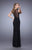 La Femme - 21097 Striped Detail Illusion Evening Dress In Black