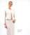 Daymor Couture - 2109 Textured Cuff Blazer Long Formal Sheath Dress  In White