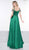 Colors Dress - Embellished V-neck Satin A-line Dress 2109 In Green