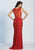 Dave & Johnny - 2109 Plunging V-Neck Lace Applique Long Gown in Red