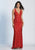 Dave & Johnny - 2109 Plunging V-Neck Lace Applique Long Gown in Red