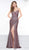 Colors Dress - 2110 Strappy V-Neck Fitted Evening Dress In Red and Multi-Color