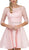 Dancing Queen - 2112 Beaded Sheer Lace Quarter Sleeve Satin Dress In Pink