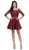 Dancing Queen - 2112 Beaded Sheer Lace Quarter Sleeve Satin Dress In Red